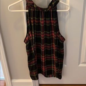 J Crew holiday plaid sleeveless halter top w bow
